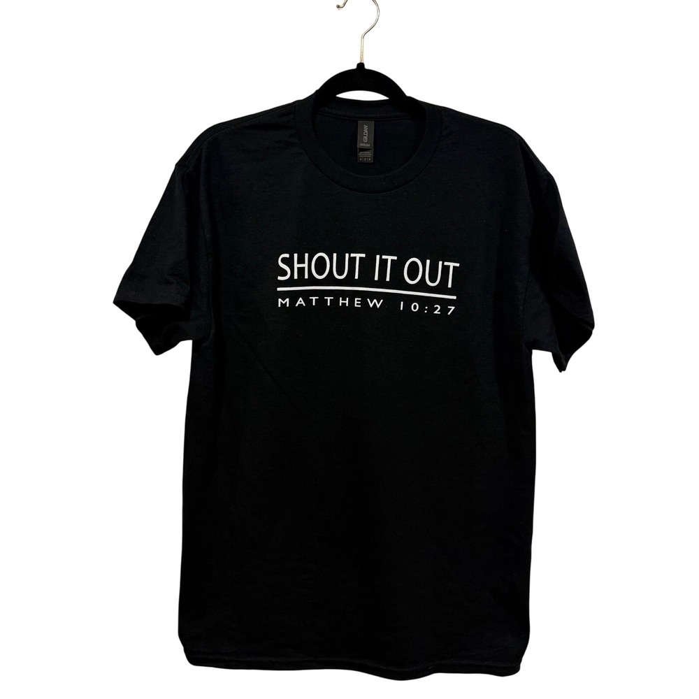 Gildan DryBlend Shout It Out Matthew 10:27 Christian Graphic T-Shirt Black M